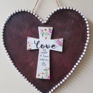 Wood Heart With Cross